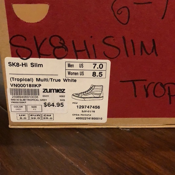 Vans High Top Floral Tropical Size 8.5 - Picture 3 of 3